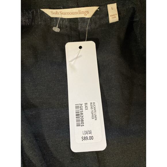 Soft Surroundings Women's Alicante Linen Blend Topper Sz L New Black cardigan 89 - Picture 9 of 10